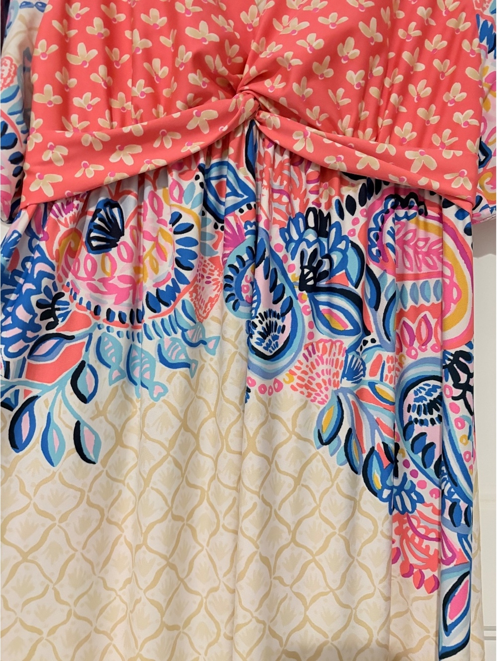 Lilly Pulitzer Minka Maxi Dress Sz 8 Coral Spritz Beach Bungalow Twist Front - Picture 4 of 8